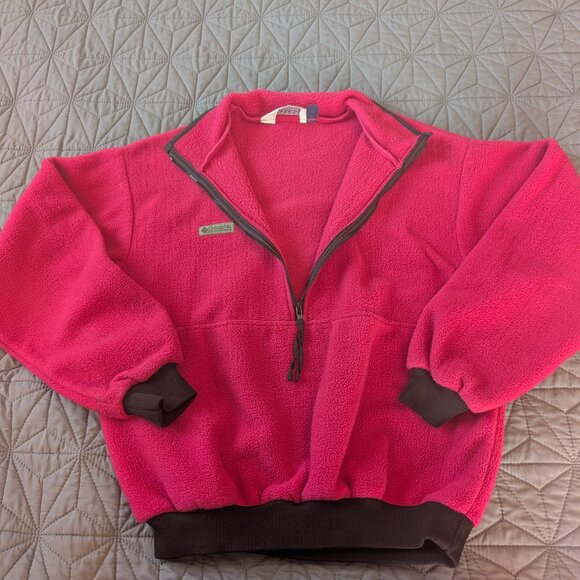 Vintage 90s Columbia Hot Pink Fleece Half Zip Pullover USA Made Size M - Picture 3 of 8